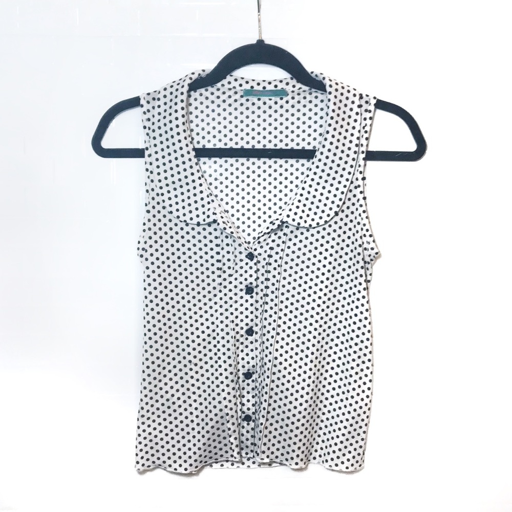 Button up tank top peter pan collar preppy